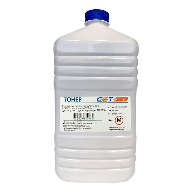 Тонер Cet CE38-M CET111070467 пурпурный бутылка 467гр. для принтера KONICA MINOLTA Bizhub C227/287