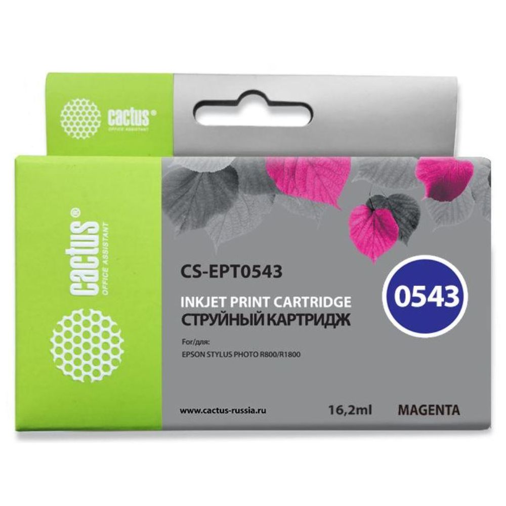 Картридж струйный Cactus CS-EPT0543 T0543 пурпурный (16.2мл) для Epson Stylus Photo R800/R1800