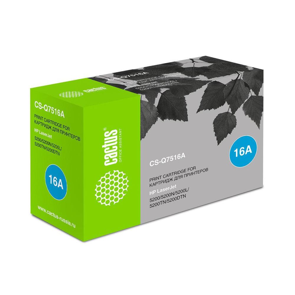 Картридж лазерный Cactus CS-Q7516A Q7516A черный (12000стр.) для HP LJ 5200/5200N/5200L/5200TN/5200D