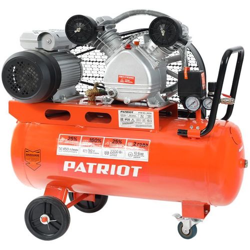 Компрессор поршневой Patriot PTR 50-450A масляный 450л/мин 50л 2200Вт оранжевый/черный