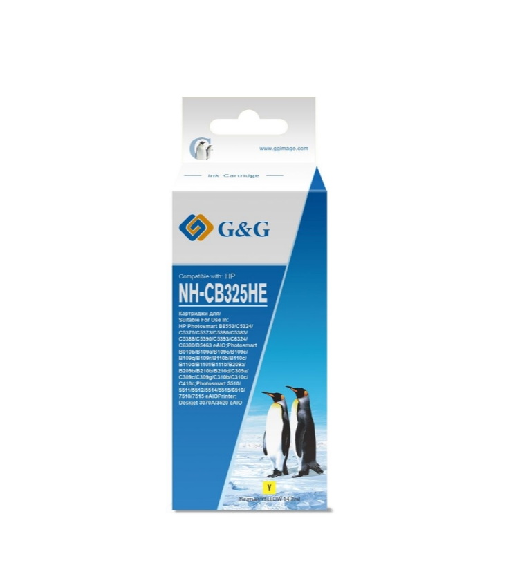 Картридж струйный G&G NH-CB325HE желтый (14.2мл) для HP Photosmart B8553/C5324/C5370/C5373/C5380/C53