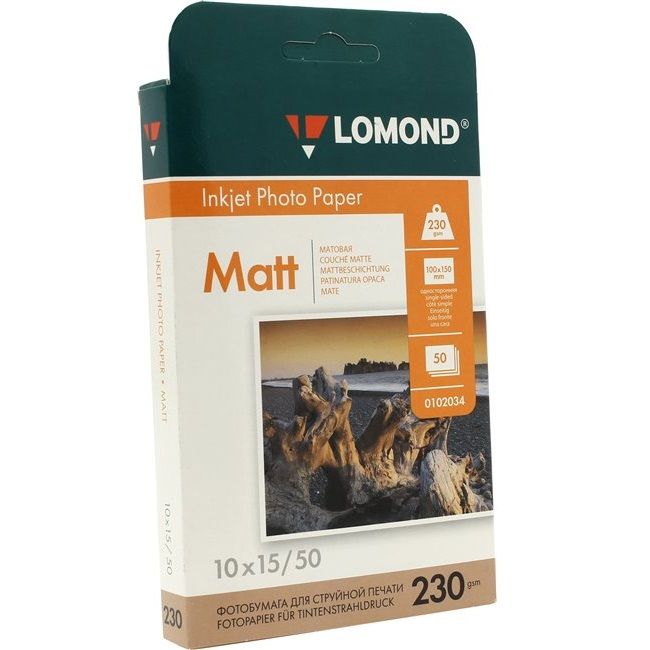 Фотобумага Lomond 0102034 10x15/230г/м2/50л./белый матовое для струйной печати