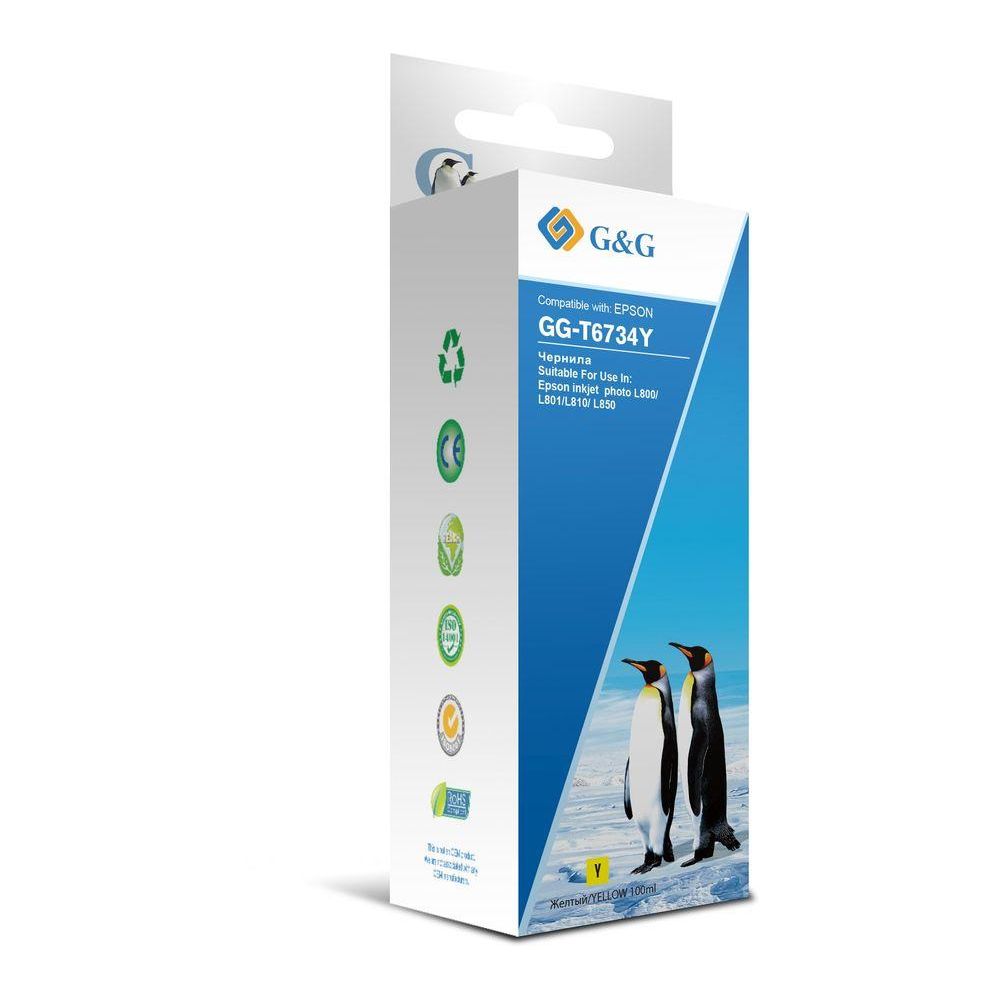 Чернила G&G GG-T6734Y желтый 100мл для Epson L800, L805, L810, L850