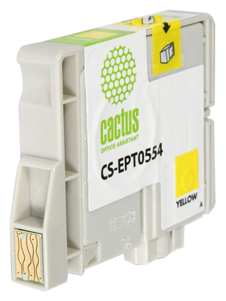 Картридж струйный Cactus CS-EPT0554 T0554 желтый (16мл) для Epson Stylus RX520/Stylus Photo R240
