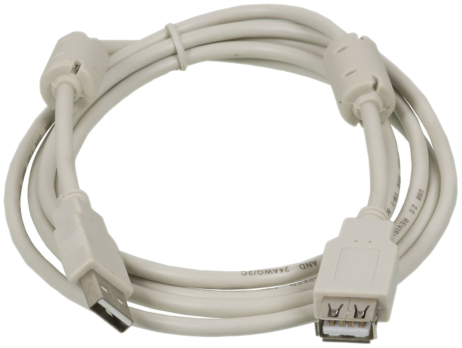 Кабель-удлинитель Ningbo USB A(m) USB A(f) 1.8м (USB2.0-AM/AF-1.8M-MG) феррит.кольца