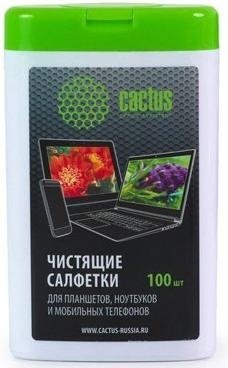 Салфетки Cactus CS-T1005 для планшетов и смартфонов малая туба 100шт влажных