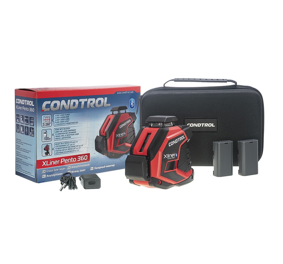 Нивелир лазерн. Condtrol XLiner Pento 360 2кл.лаз. 635нм цв.луч. красный 3луч. (1-2-303)