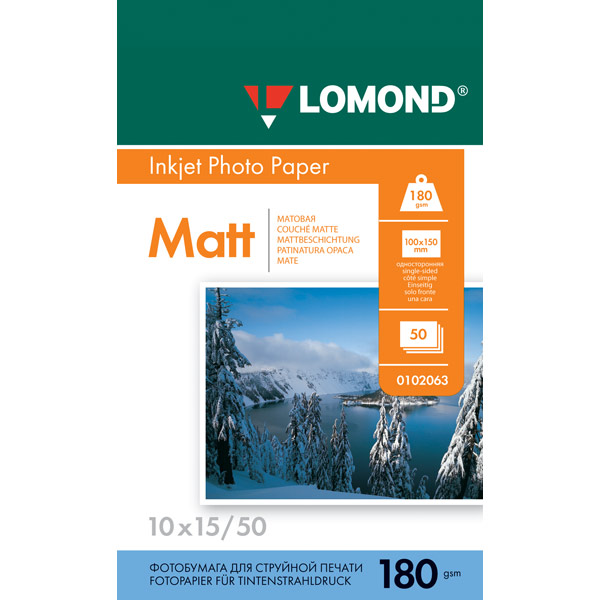 Фотобумага Lomond 0102063 10x15/180г/м2/50л./белый матовое для струйной печати