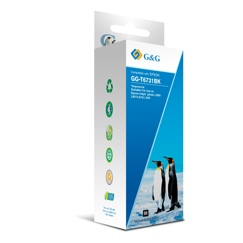 Чернила G&G GG-T6731BK черный 100мл для Epson L800, L805, L810, L850