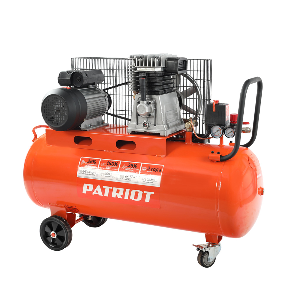 Компрессор поршневой Patriot PTR 100-440I масляный 440л/мин 100л 2200Вт оранжевый