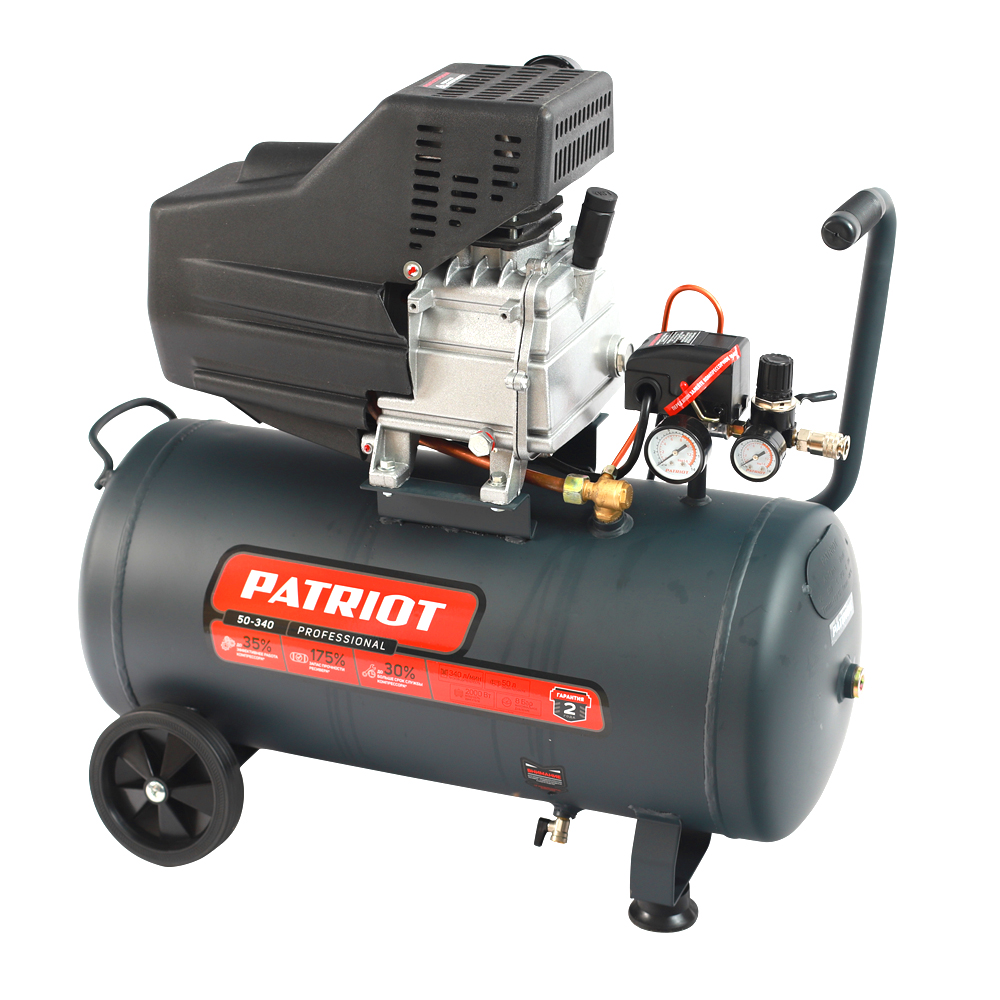 Компрессор поршневой Patriot Professional 50-340 масляный 340л/мин 50л 2000Вт черный