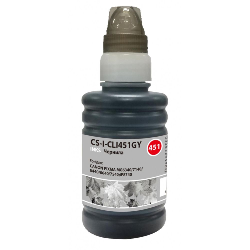 Чернила Cactus CS-I-CLI451GY серый 100мл для Canon Pixma iP8740/MG6340/MG6440/MG6640/MG7140/MG7540