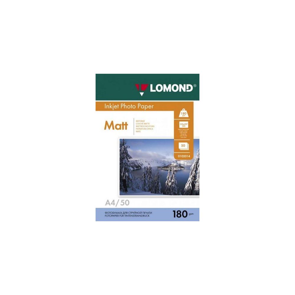 Фотобумага Lomond 0102014 A4/180г/м2/50л./белый матовое для струйной печати