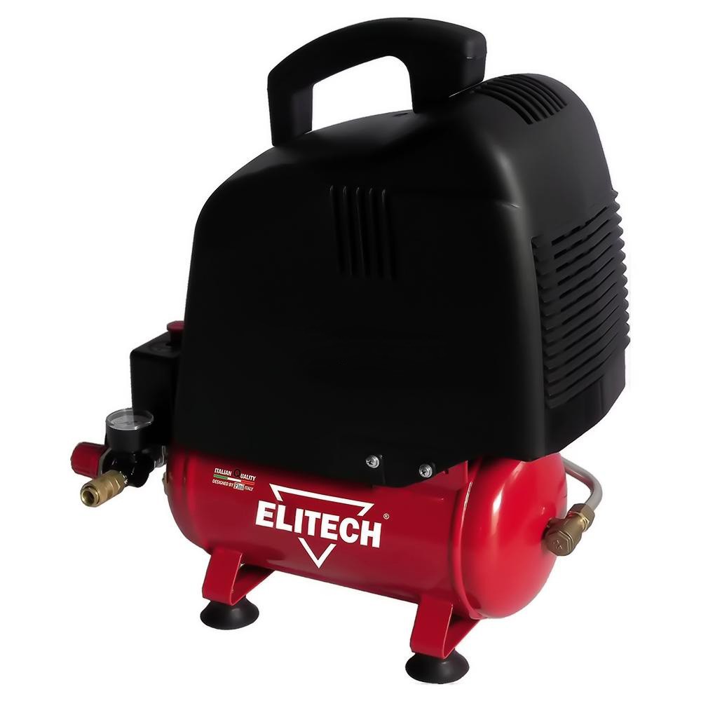 Компрессор поршневой Elitech КПБ 190/6 безмасляный 180л/мин 6л 1100Вт красный