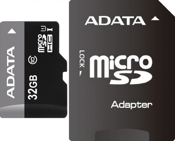 Флеш карта microSDHC 32GB A-Data AUSDH32GUICL10-RA1 + adapter