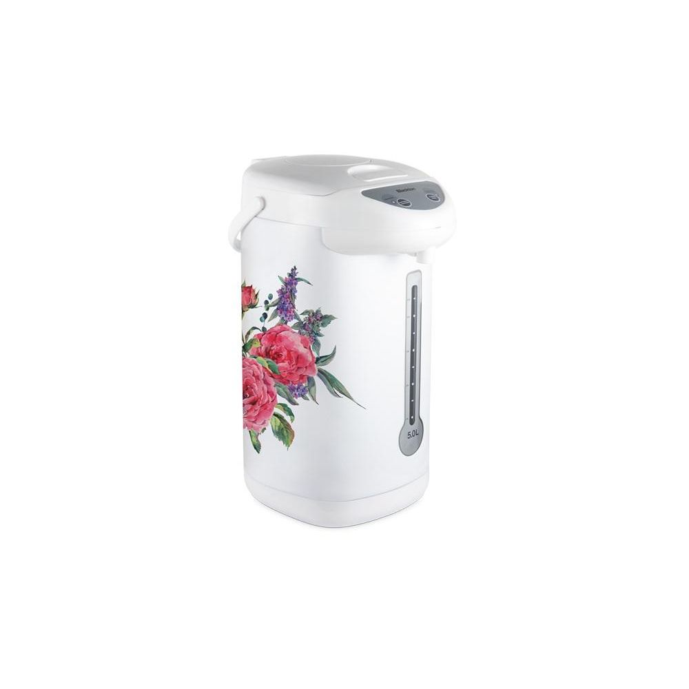 Термопот Blackton Bt TP535 Roses. Общий объем: 5л / Поддержание температуры: 85-96С / Способы подачи воды:  3 способа подачи воды - нажатием чашкой на клапан, электрическая помпа, ручная помпа / Потребляемая мощность (Вт): 750 Вт / Мощность в режиме