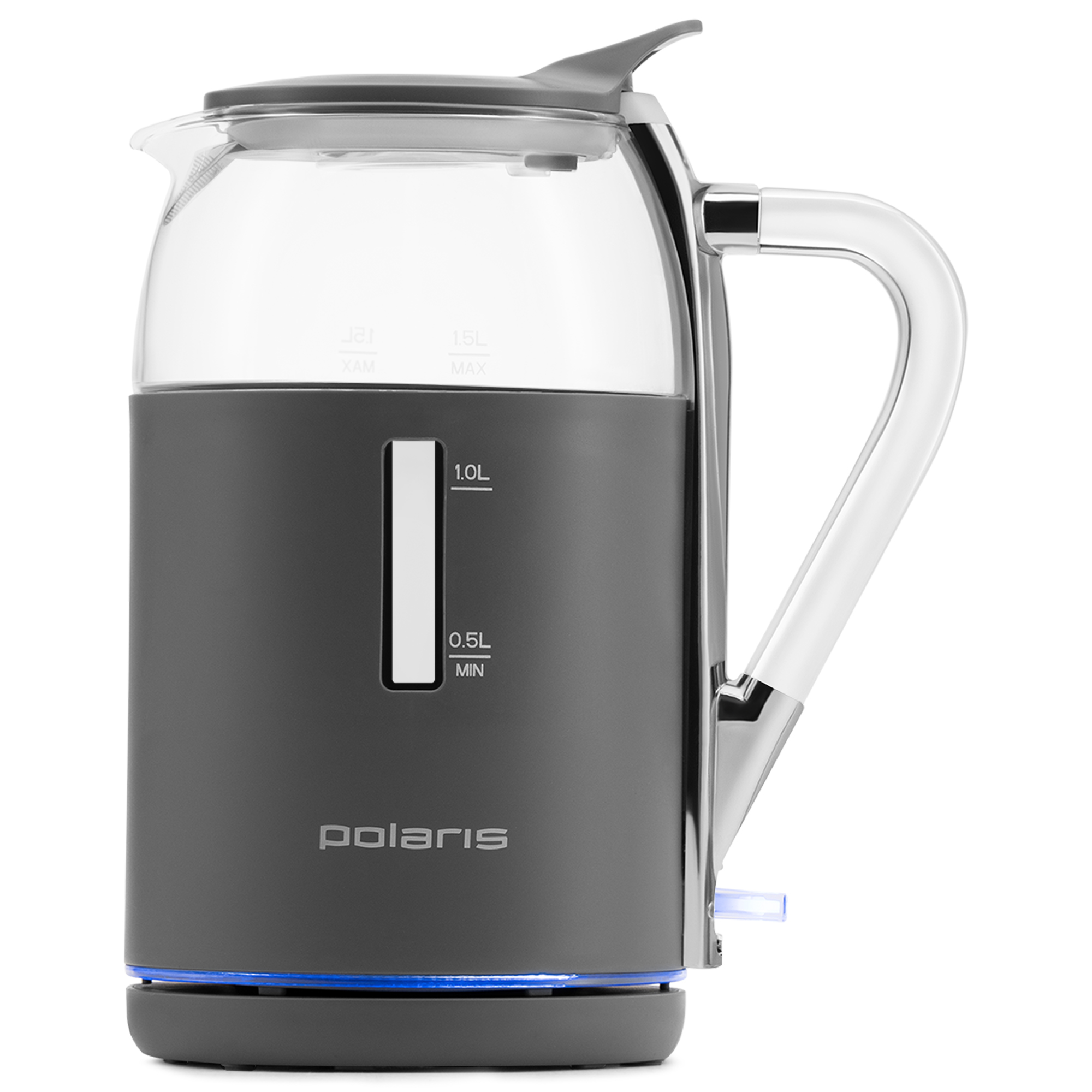 Чайник электрический Polaris PWK 1563CGL 1.5л. 2200Вт графит/прозрачный (корпус: двойные стенки)