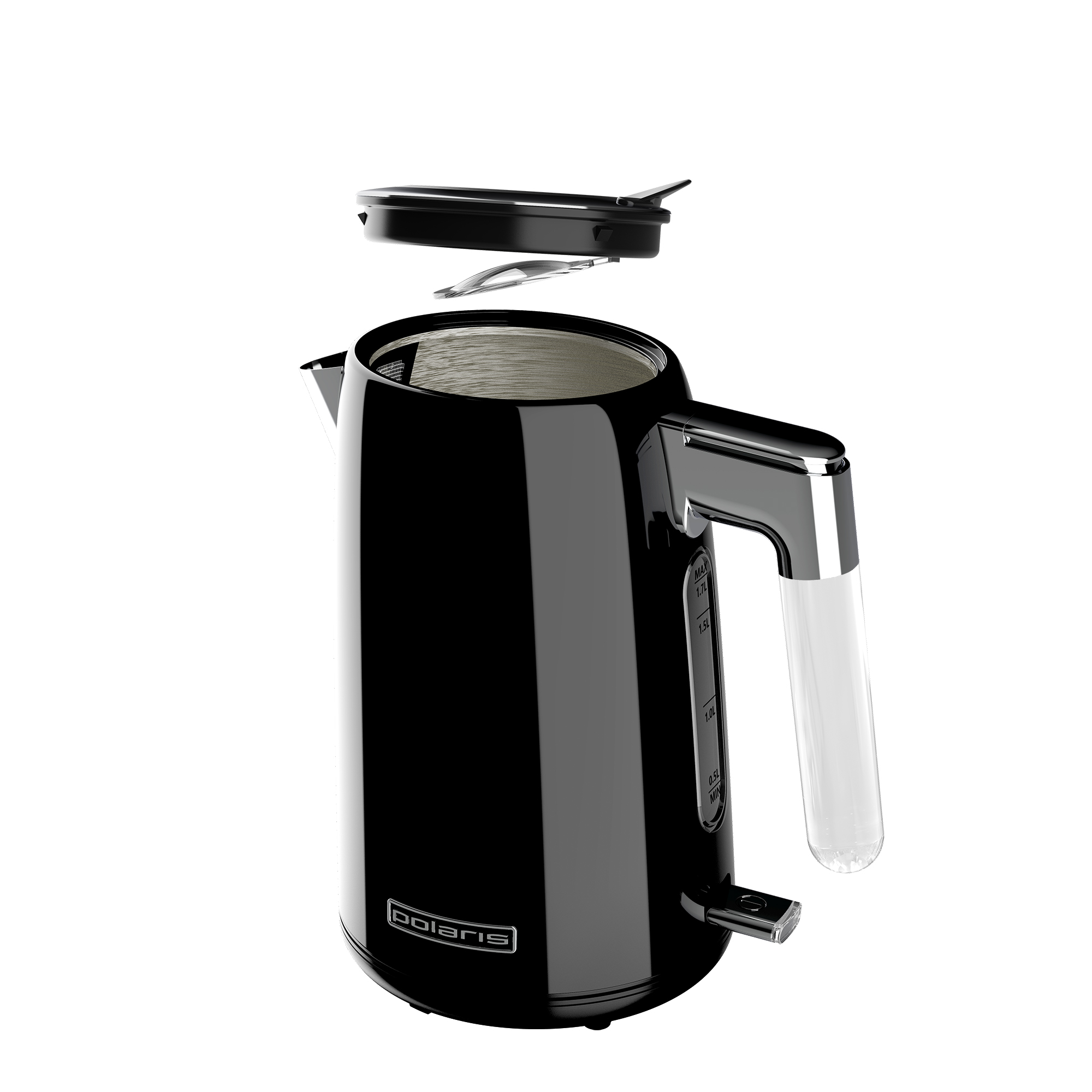 Чайник электрический Polaris PWK 1746CA Water Way Pro 1.7л. 2200Вт черный (корпус: нержавеющая сталь)