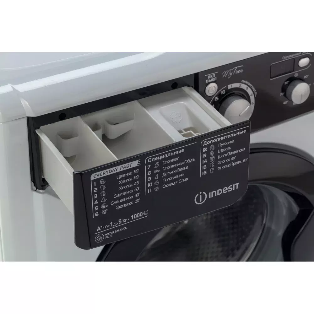 Стиральная машина Indesit MyTime EWSD 51031 BK CIS, с фронтальной загрузкой, 5кг, 1000об/мин