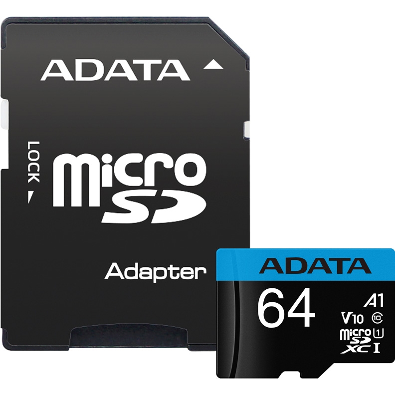 Флеш карта microSD 64GB ADATA microSDHC Class 10 UHS-I A1 100/25 MB/s (SD адаптер)