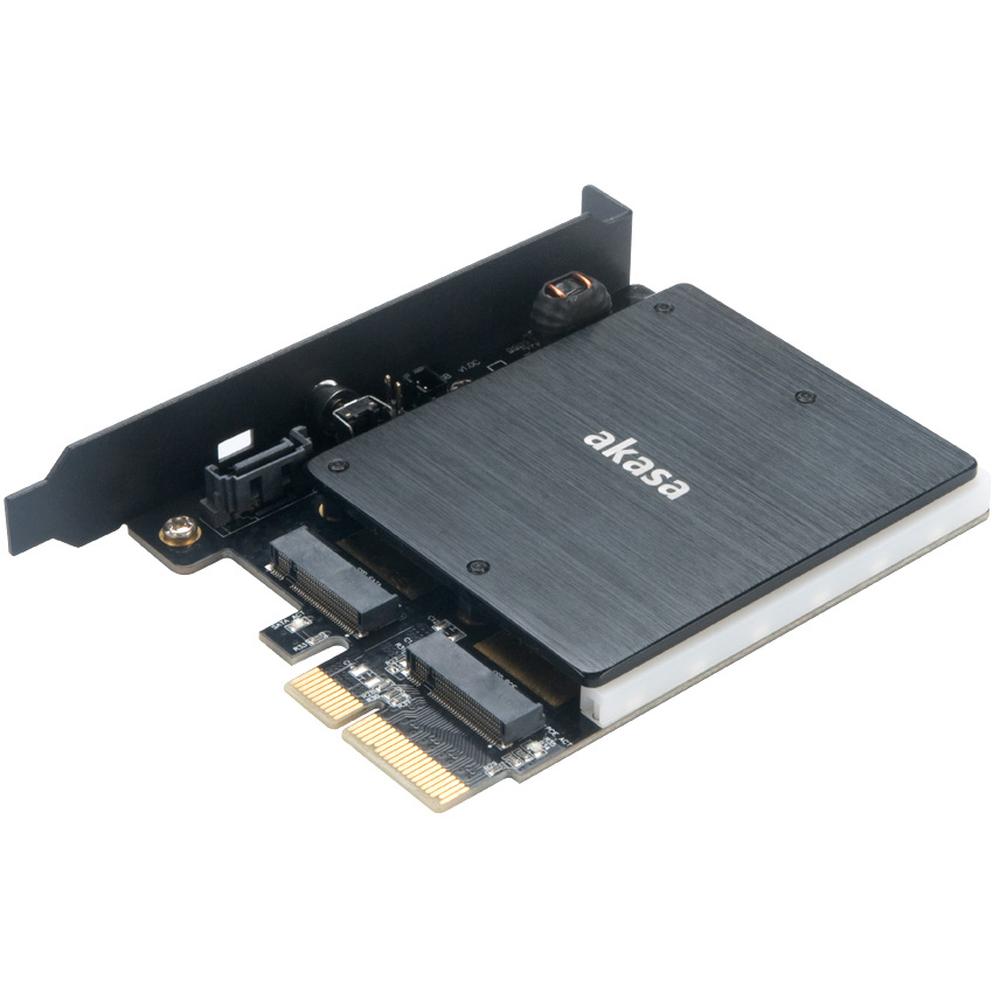 Переходник-конвертер Akasa AK-PCCM2P-03 с радиатором для 2xM.2 NGFF M-Type SSD в PCIe 3.0 x4