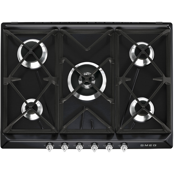 Газовая варочная поверхность Smeg SR975NGH [эмалированная сталь, конфорок - 5,  чугун, черный]
