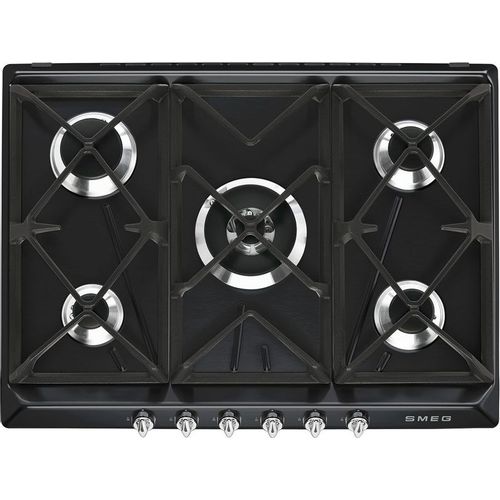 Газовая варочная поверхность Smeg SR975NGH [эмалированная сталь, конфорок - 5,  чугун, черный]
