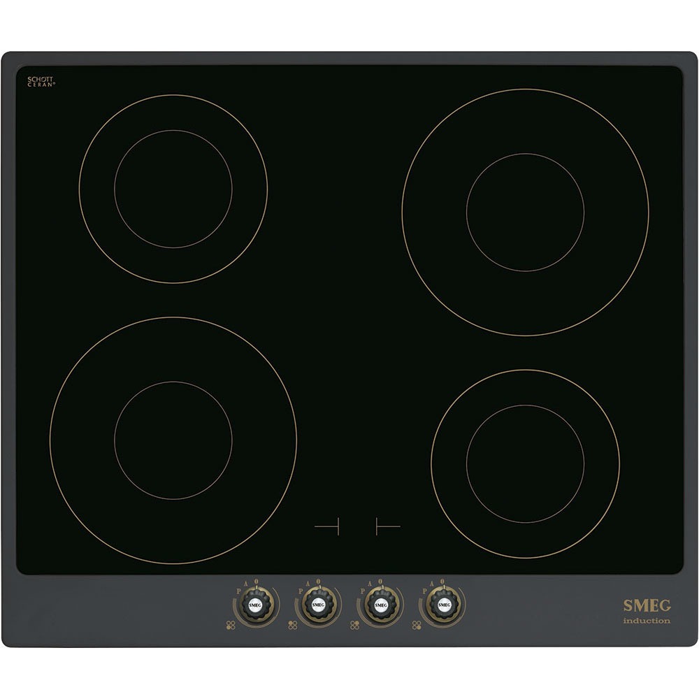 Индукционная варочная поверхность SMEG SI764AOM [ст-керамика, конф.:4 шт, инд.-4, пов. мех., серый]