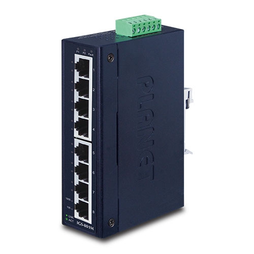 PLANET IP30 Slim type 8-Port Industrial Manageable Gigabit Ethernet Switch (-40 to 75 degree C)