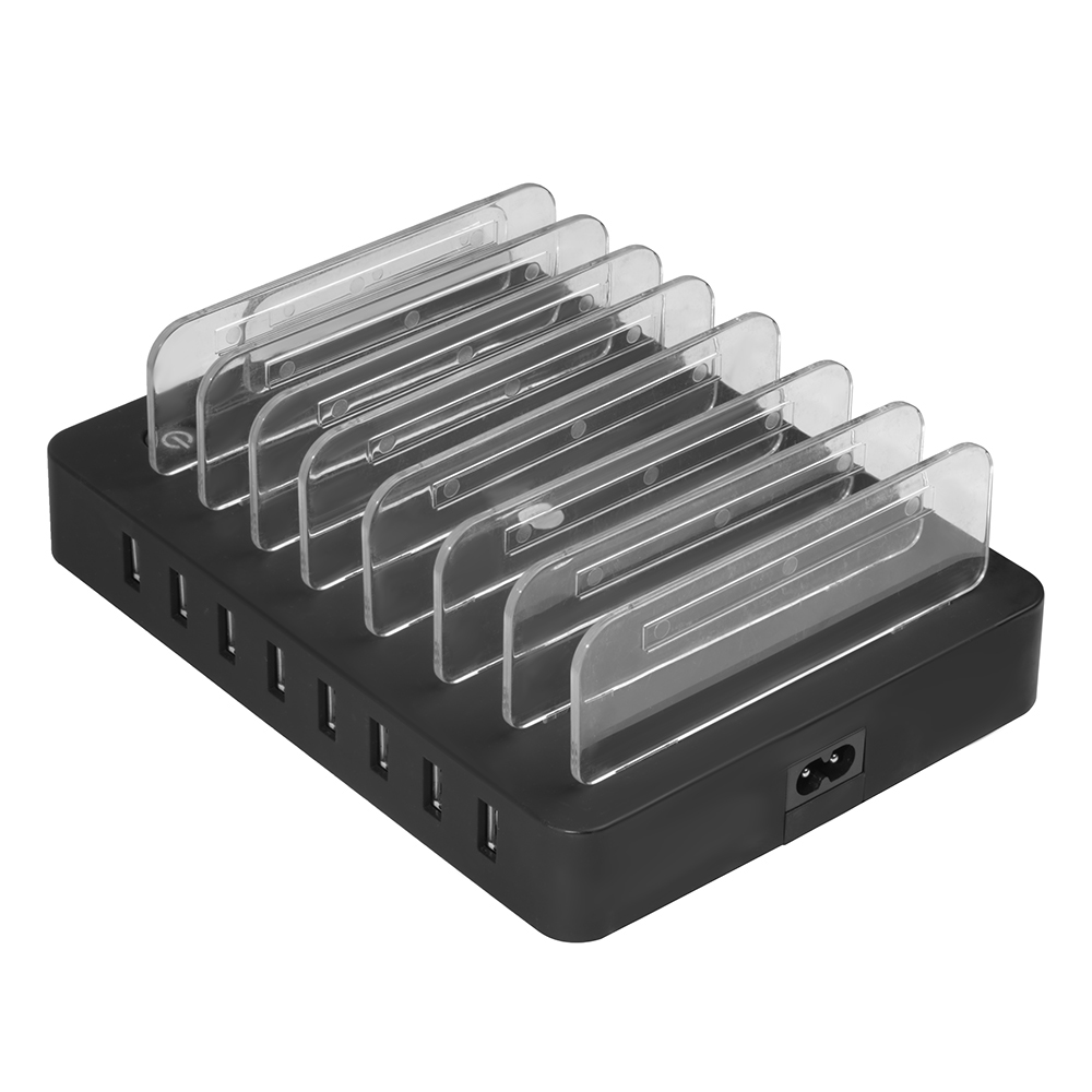 Сетевая зарядка GCR на 8 USB портов, черная