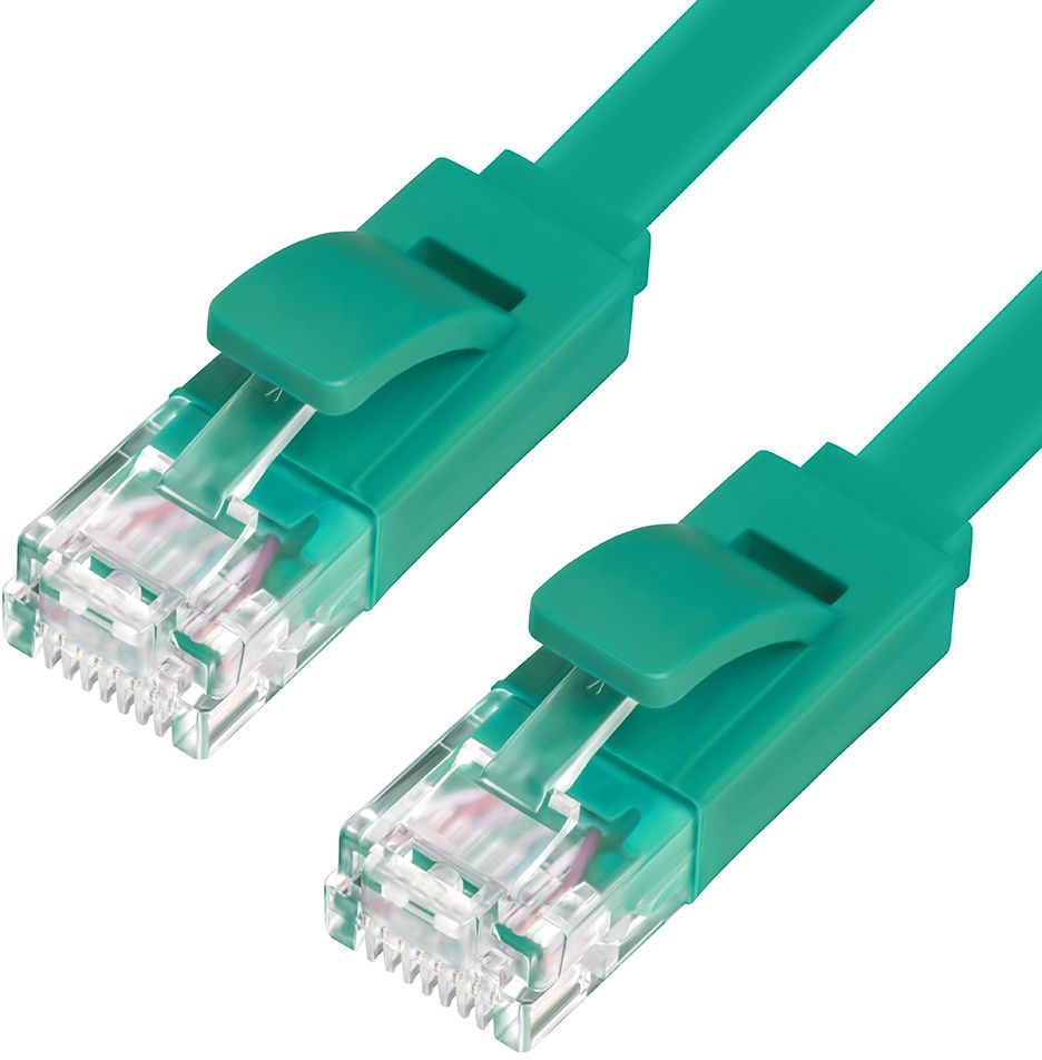 Патч-корд Greenconnect PROF плоский прямой 5.0m, UTP медь кат.6, зеленый