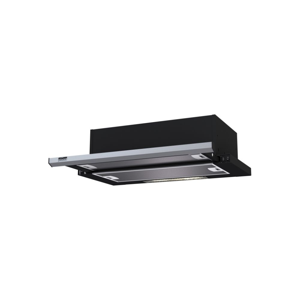 Вытяжка KRONA Kamilla slim 2M 600 black/inox [встр, 60 см, 1066 м³/ч, кнопки, черн/сереб]