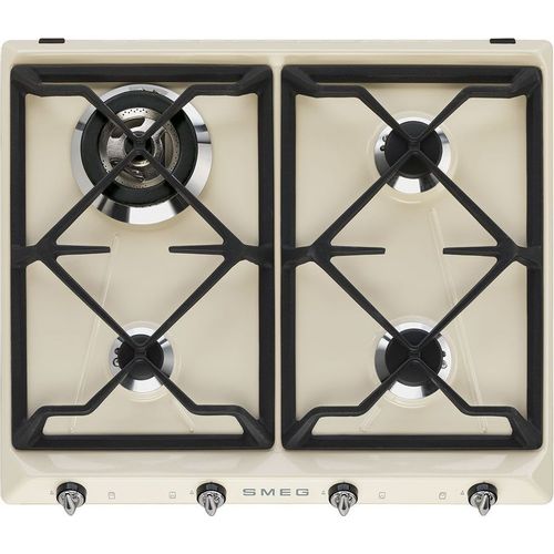 Газовая варочная поверхность Smeg SR964PGH [эмалированная сталь, конфорок - 4, чугун, бежевый]