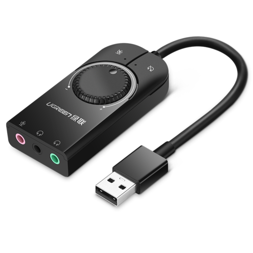 Внешняя стерео звуковая карта UGREEN CM129 (40964). Длина: 15 см. Цвет: черный