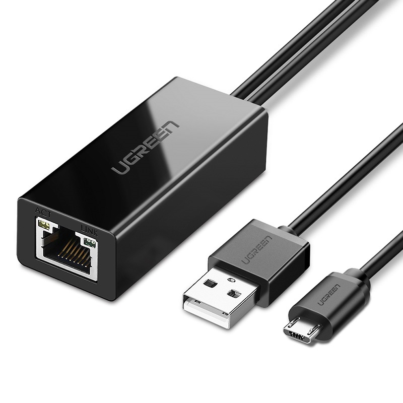Адаптер UGREEN (30985) Micro USB 2.0 To 100Mbps Ethernet Adapter For Chromecast And Micro TV Sticks - Black