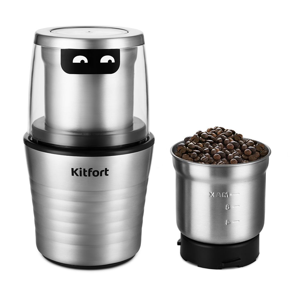Кофемолка Kitfort КТ-773 200Вт сист.помол.:ротац.нож вместим.:70гр нержавеющая сталь