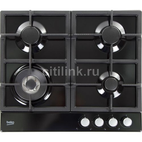 Газовая варочная поверхность Beko HIAW64225SB [эмал. сталь, конф.-4 шт, эл-подж., газконт., реш.-чугун, черный, серебристый]
