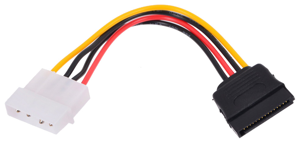 Кабель Cablexpert SATA 15pin - Molex 4pin (CC-SATA-PS), 0.15 м, белый/черный