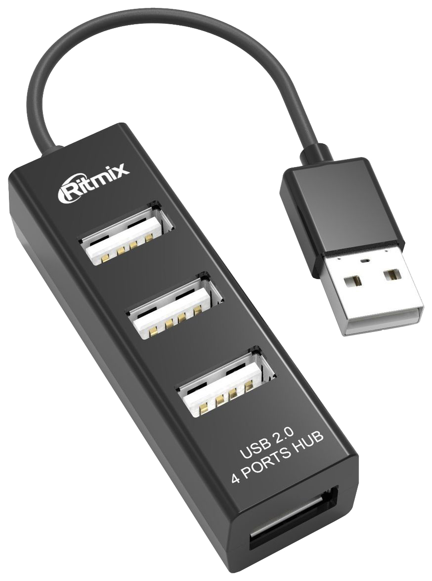 Разветвитель USB Ritmix CR-2402 black (USB хаб) 4 порта USB