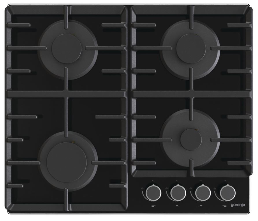 Газовая варочная поверхность Gorenje GT642AB [закал. стекло, конф.-4 шт, эл-поджиг., газконт., реш.-чугун, черный]