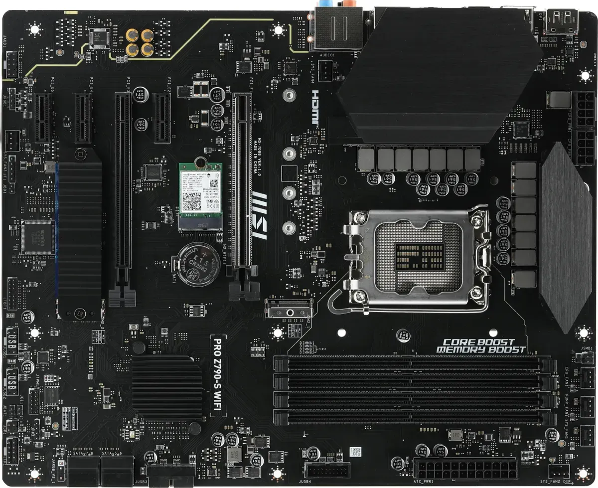 Материнская плата MSI Pro Z790-S WiFi Z790 Socket-1700 4xDDR5, 4xSATA3, RAID, 2хM.2, 3xPCI-E16x, 4xUSB3.2, 1xUSB3.2 Type C, DP, HDMI, WiFi, 2.5Glan, ATX