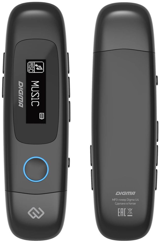 Плеер Flash Digma U4 8Gb черный/0.91"/FM/microSDHC