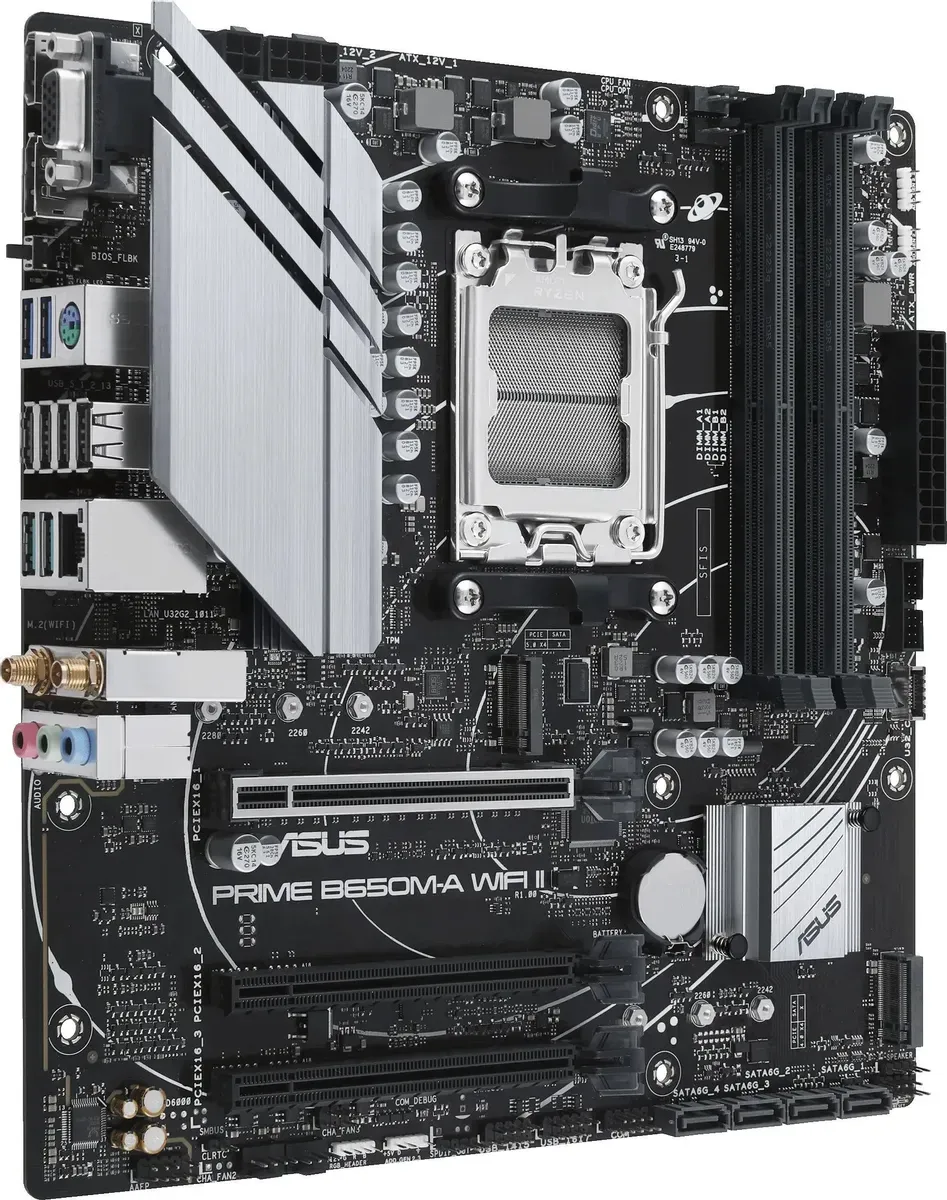 Материнская плата ASUS Prime B650M-A WiFi II B650 Socket AM5 4xDDR5, 4xSATA3, RAID, 2xM.2, 3xPCI-E16