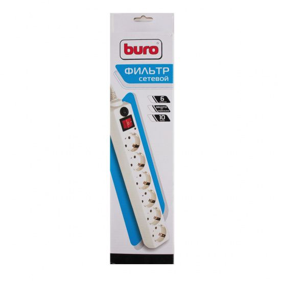 Сетевой фильтр Buro 600SH-3-W 3м (6 розеток) белый (коробка)