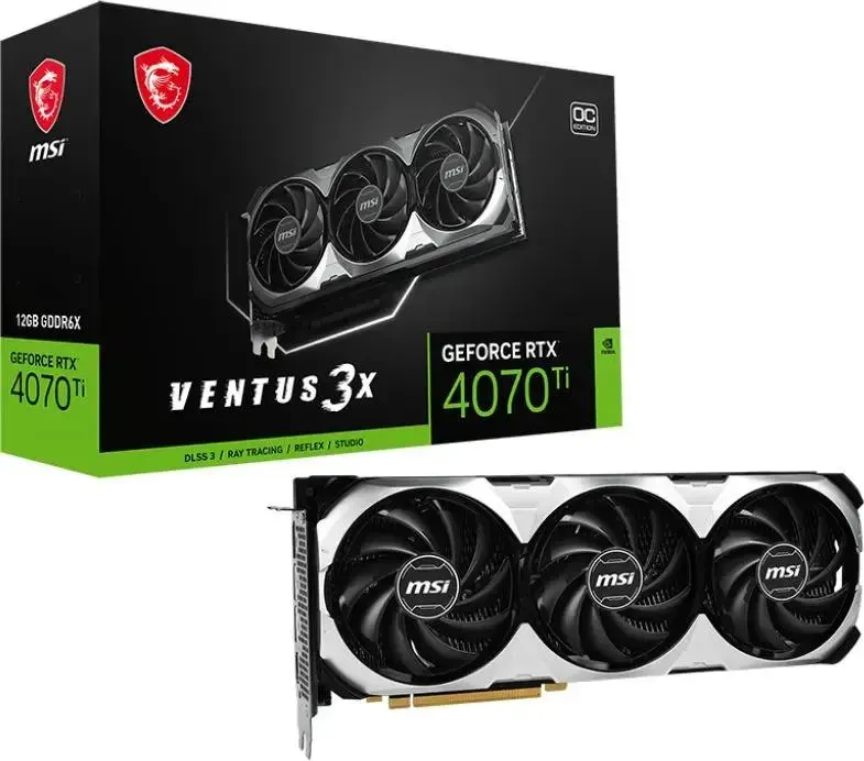 Видеокарта MSI PCI-E 4.0 RTX 4070 VENTUS 3X E1 12G NVIDIA GeForce RTX 4070 12Gb 192bit GDDR6 2475/20000 HDMIx1 DPx3 HDCP Ret