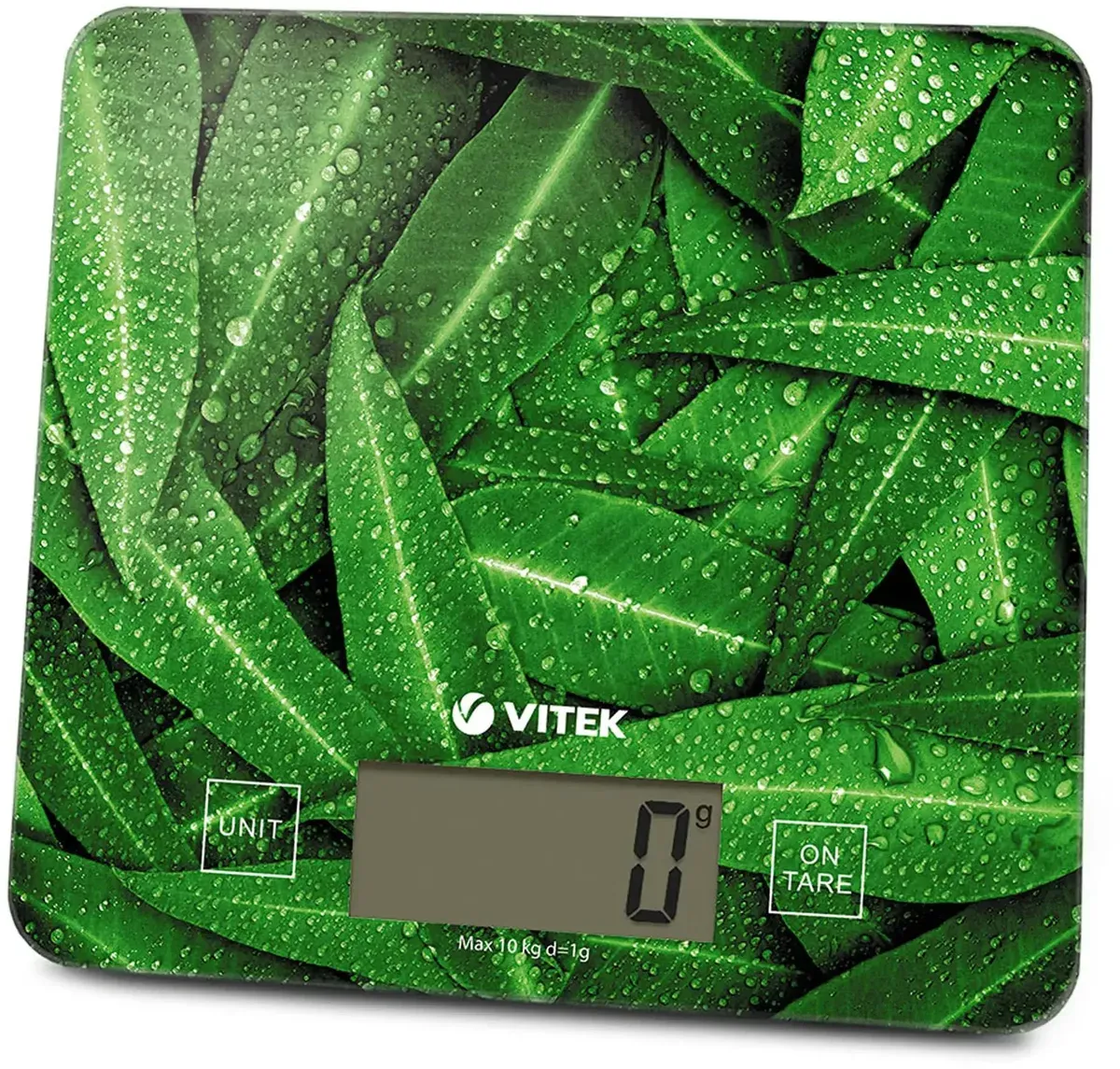 Весы кухонные электронные Vitek VT-8035 макс.вес:10кг рисунок/зелёные листья