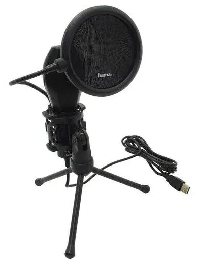 Микрофон проводной Hama Stream 2м черный, 00139907