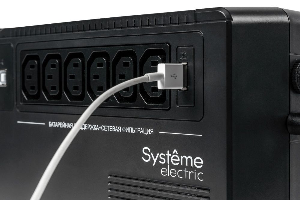 ИБП Systeme Electric Back-Save BV 800VA, 800 VA, 480 Вт, IEC, розеток - 6, USB, черный (BVSE800I)