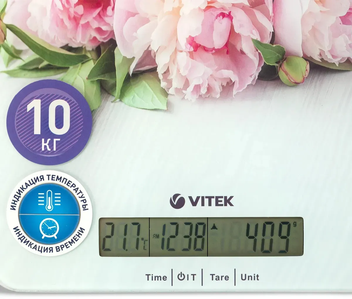 Весы кухонные Vitek VT-2414 (MC) до 10 кг , пионы