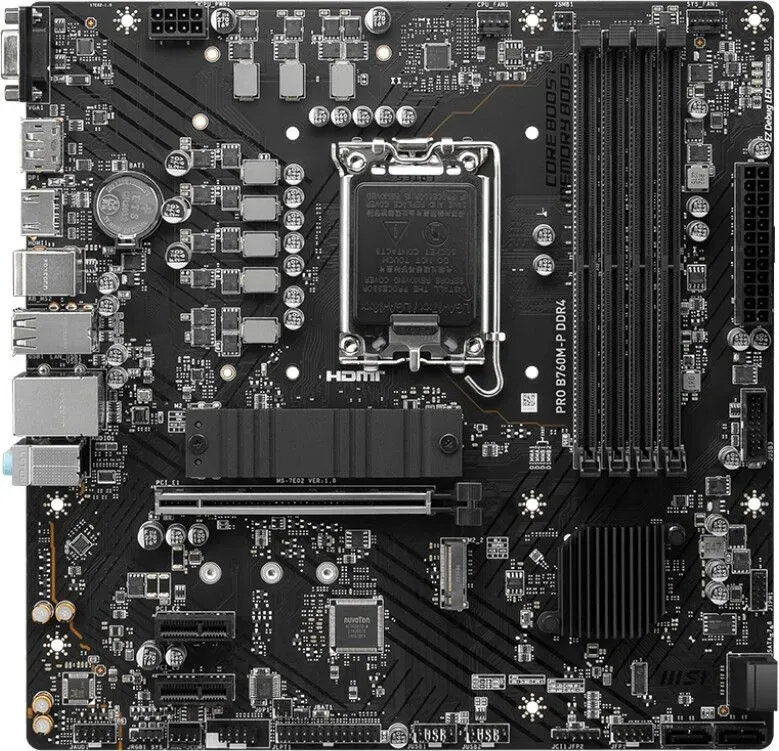 Материнская плата MSI PRO B760-P DDR4 II Soc-1700 Intel B760 4xDDR4 ATX AC`97 8ch(7.1) 2.5Gg+HDMI+DP